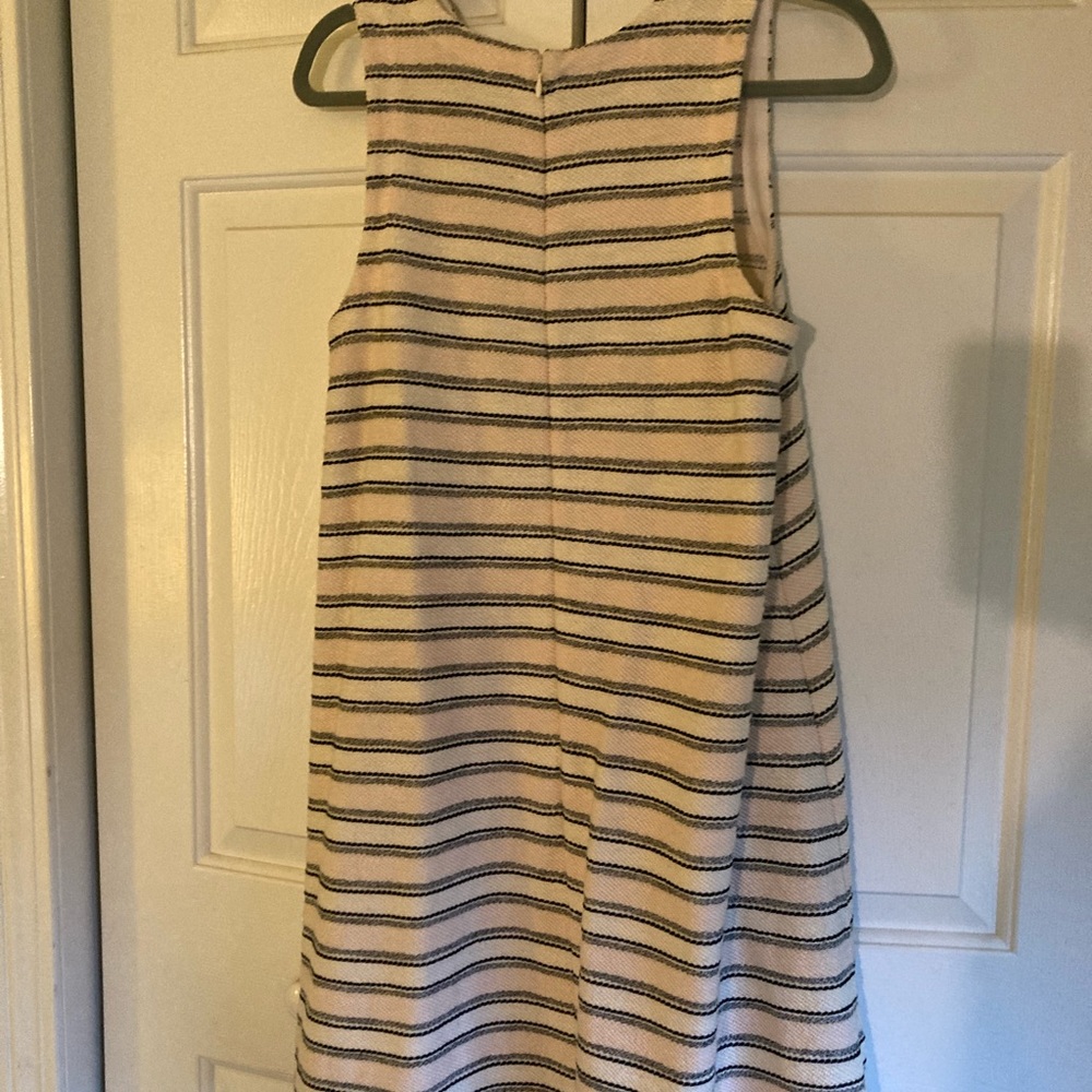 Light pink, white, and navy stripped boxy dress from Loft
